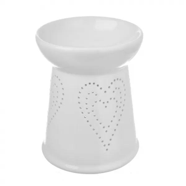 Aromalampa porcelán bílá srdce 10x10x13 cm