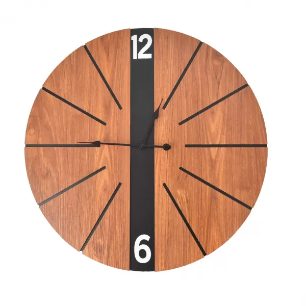 Hodiny nástěnné dřevo/kov hnědé pr. 60 cm
