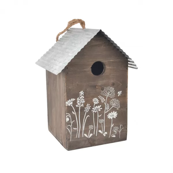 Ptačí budka dřevo MEADOW hnědá 14x14x24 cm