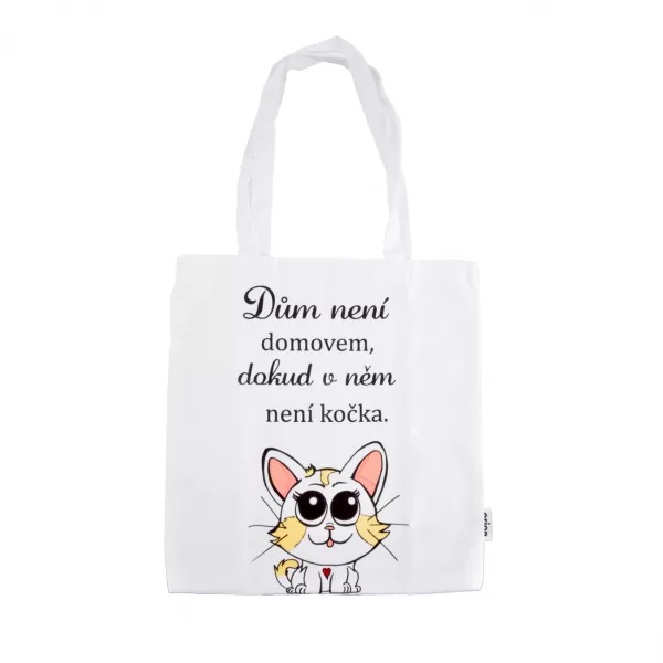 Taška bavlna CAT HOME bílá 36x40 cm