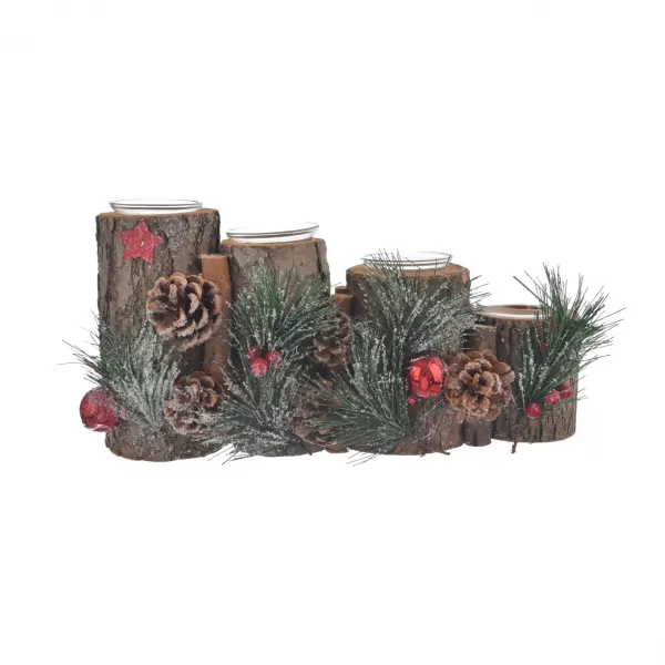 Svícen dřevo advent 35x13x17 cm