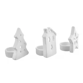 Svícen porcelán vánoční bílý 10 cm 3ASS