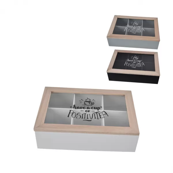 Box na čaj dřevo 24x17x7 cm 3ASS