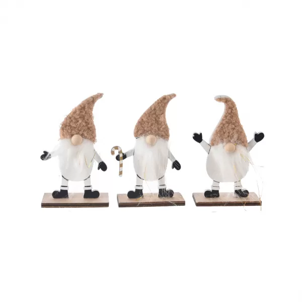 Skřítek dřevo/plyš stojící 10 cm 3ASS