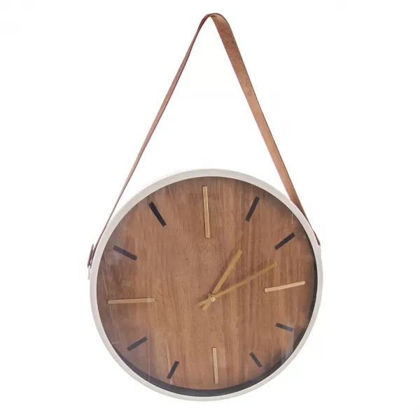 Hodiny nástěnné dřevo/kov béžové pr. 38 cm