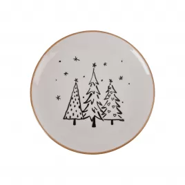 Talíř dolomit strom vánoční bílý/béžový pr. 20 cm