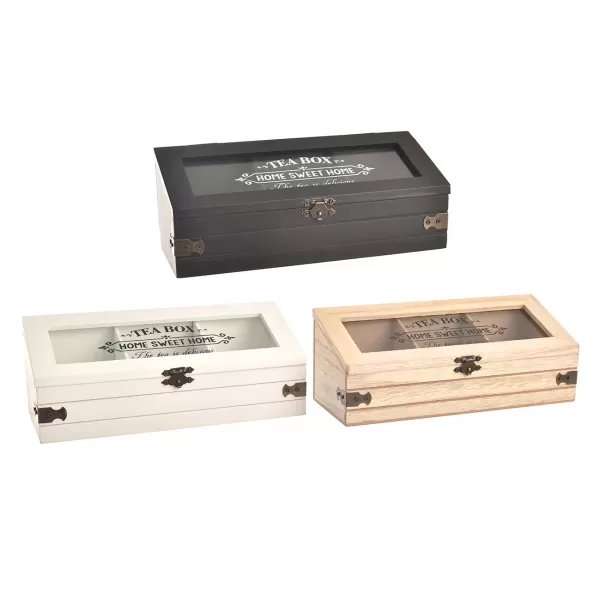 Box na čaj dřevo 24x9x9 cm 3ASS